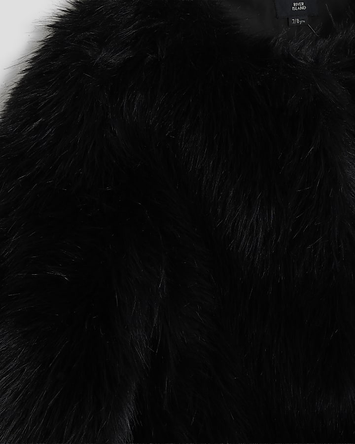 Girls Black Faux Fur Jacket