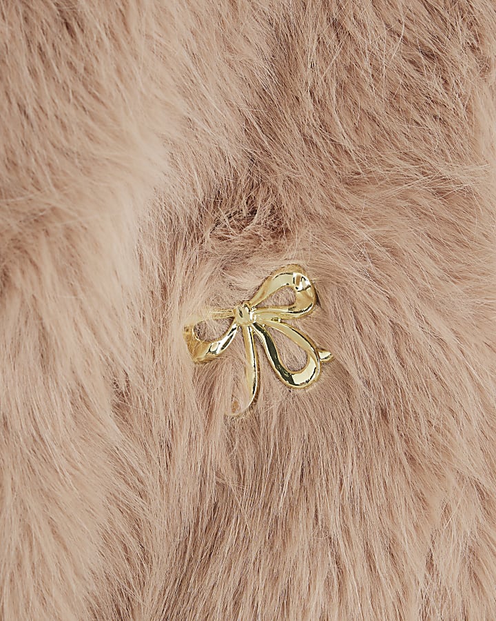 Girls Pink Faux Fur Jacket