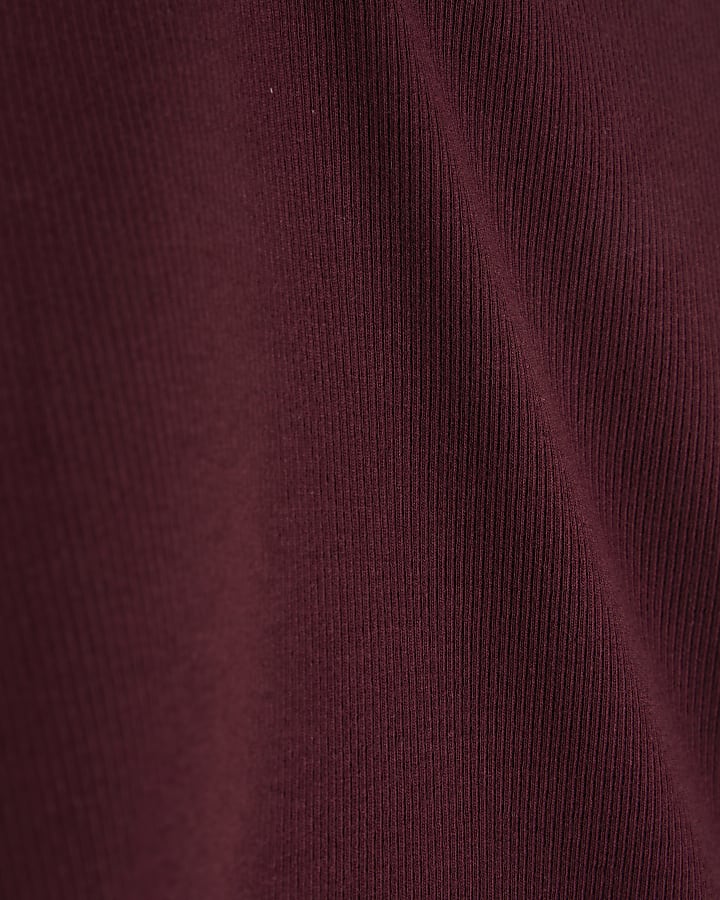 Girls Red Ribbed RI Long Sleeve  Top