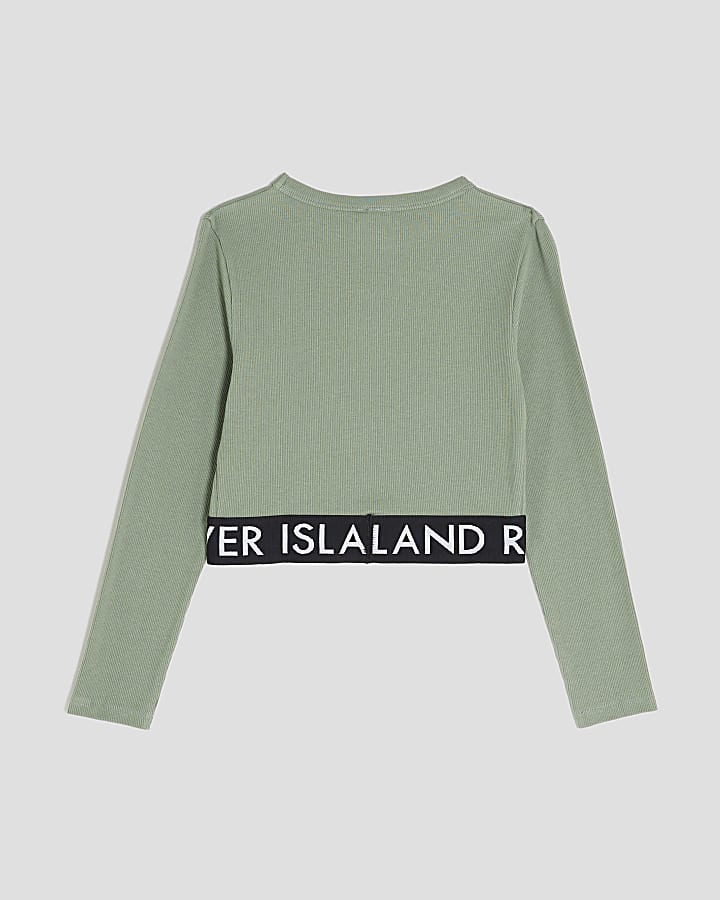 Girls Khaki Ribbed RI Long Sleeve Top