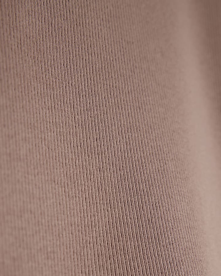 Girls Brown Ribbed RI Long Sleeve Top