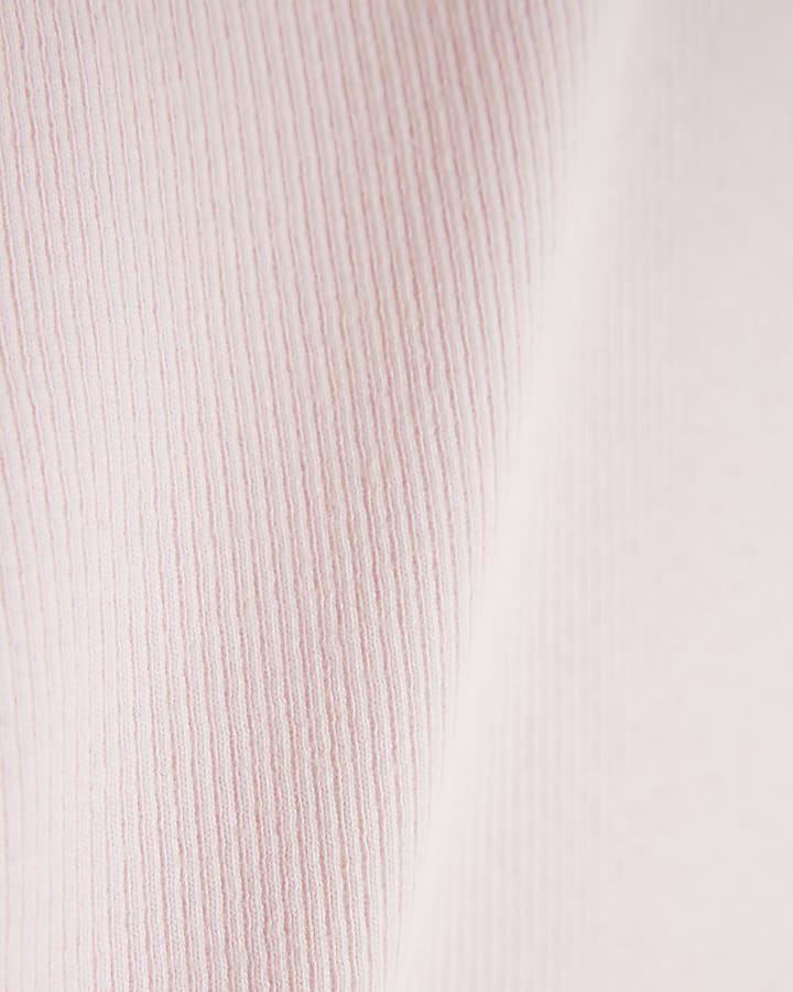 Girls Pink Ribbed RI Long Sleeve Top