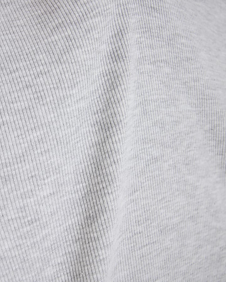 Girls Grey Ribbed RI Waistband Top