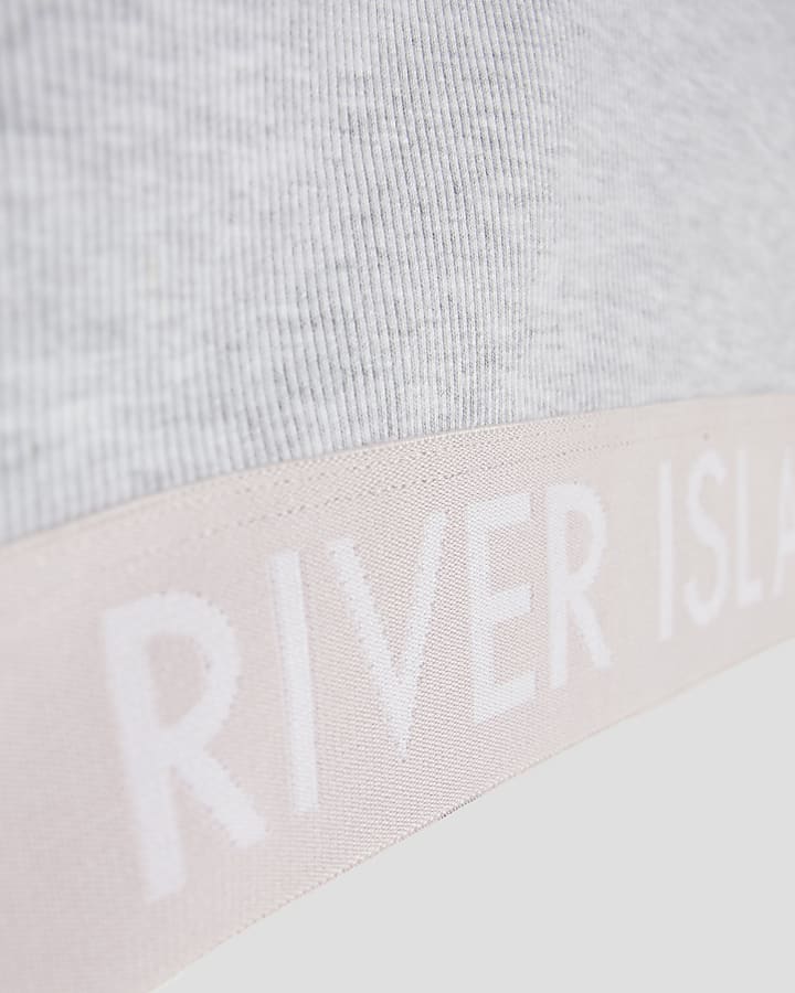 Girls Grey Ribbed RI Waistband Top