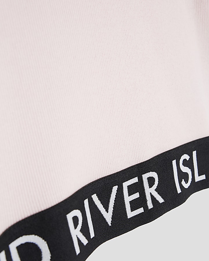 Girls Pink Ribbed RI Waistband Top