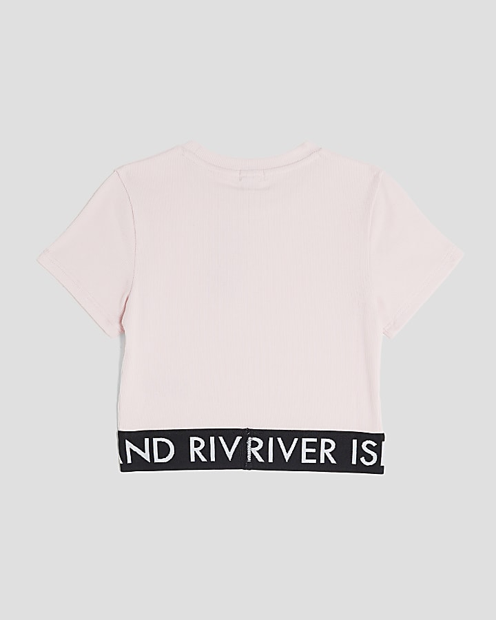Girls Pink Ribbed RI Waistband Top