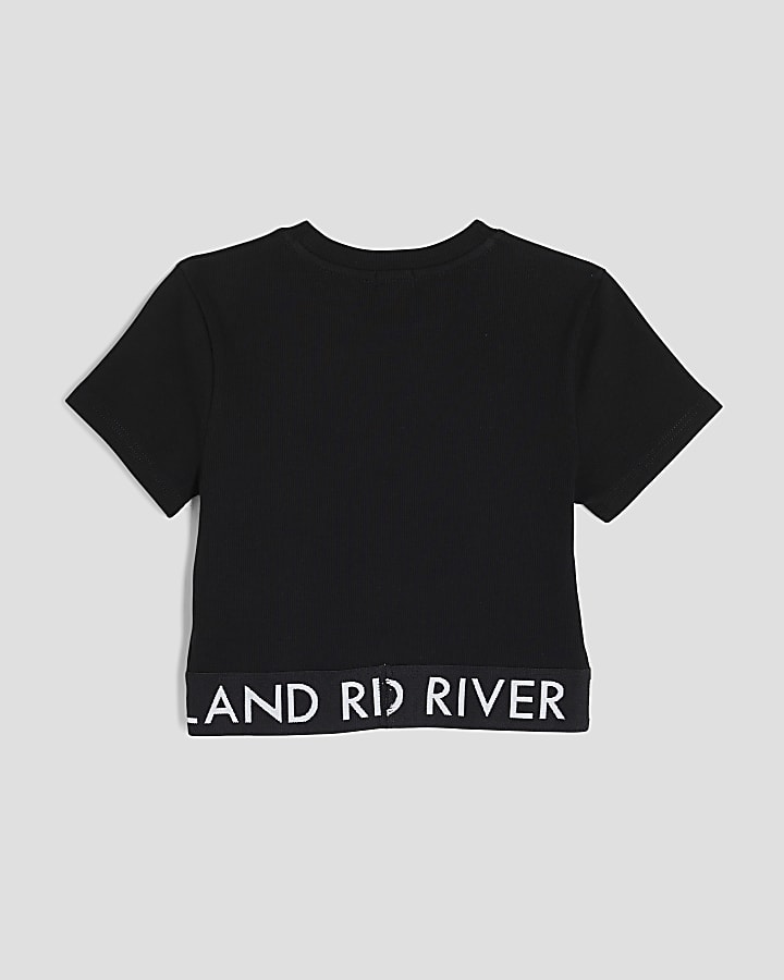 Girls Black Ribbed RI Waistband Top
