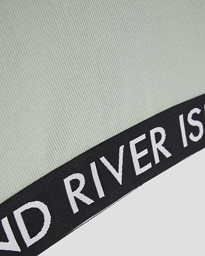 Girls Green Ribbed RI Waistband Top