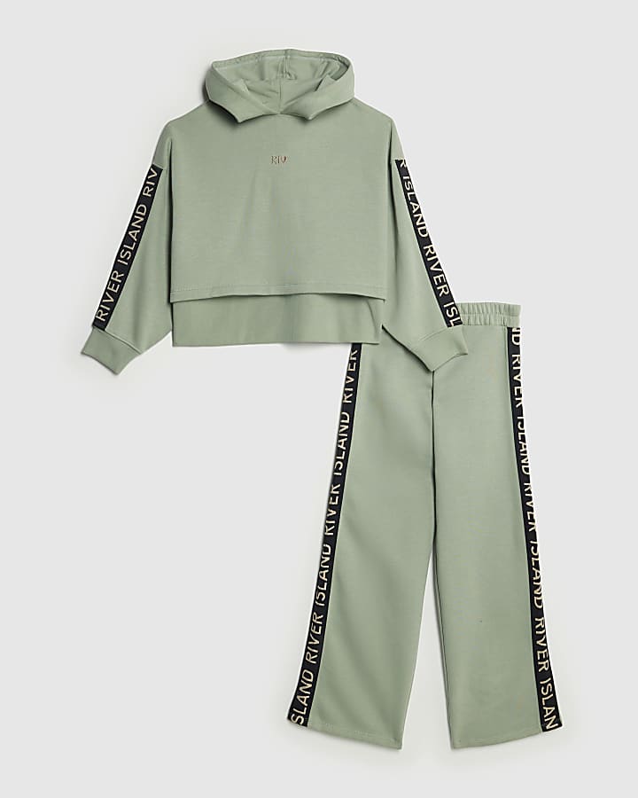 Girls Khaki Hooded RI Sweatshirt Set