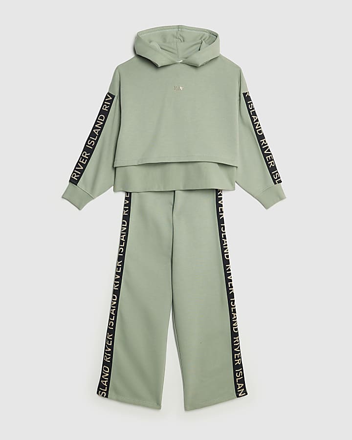 Girls Khaki Hooded RI Sweatshirt Set