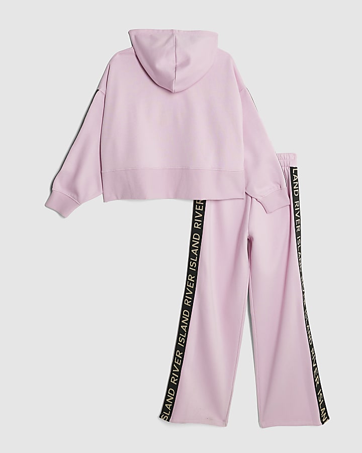 Girls Pink RI Hoodie And Trousers Set