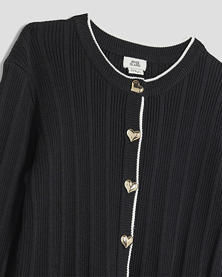 Girls Black Tipped Peplum Cardigan Set