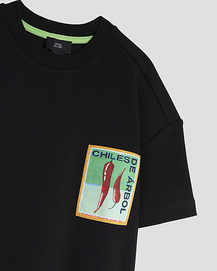 Boys Black Atlas Chili Patch T-Shirt