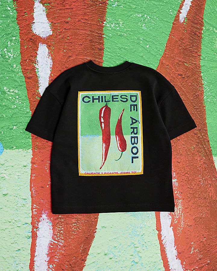 Boys Black Atlas Chili Patch T-Shirt