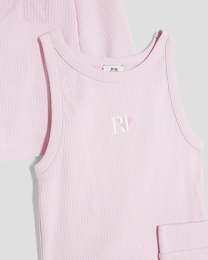 Girls Pink 3 piece Zip Thru and Leggings Set