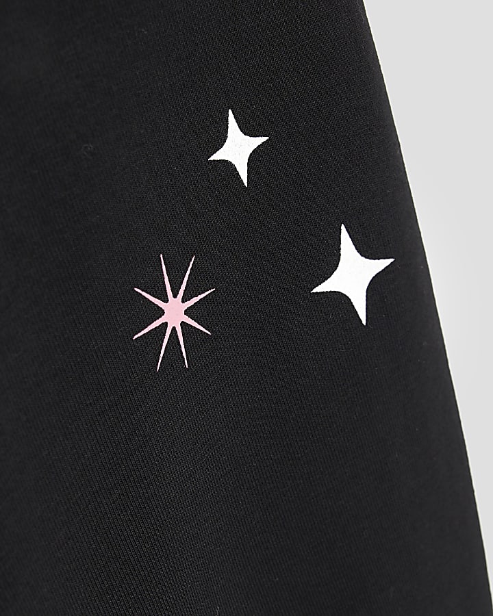 Girls Black Graphic T-Shirt Set