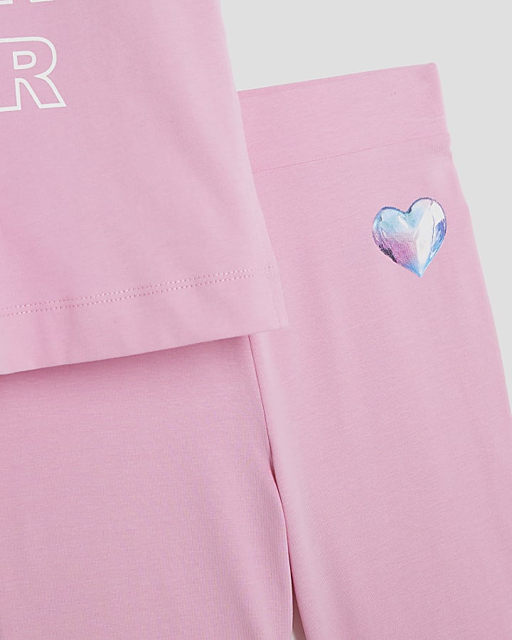 Girls Pink Boyfriend T-Shirt Cycle Set
