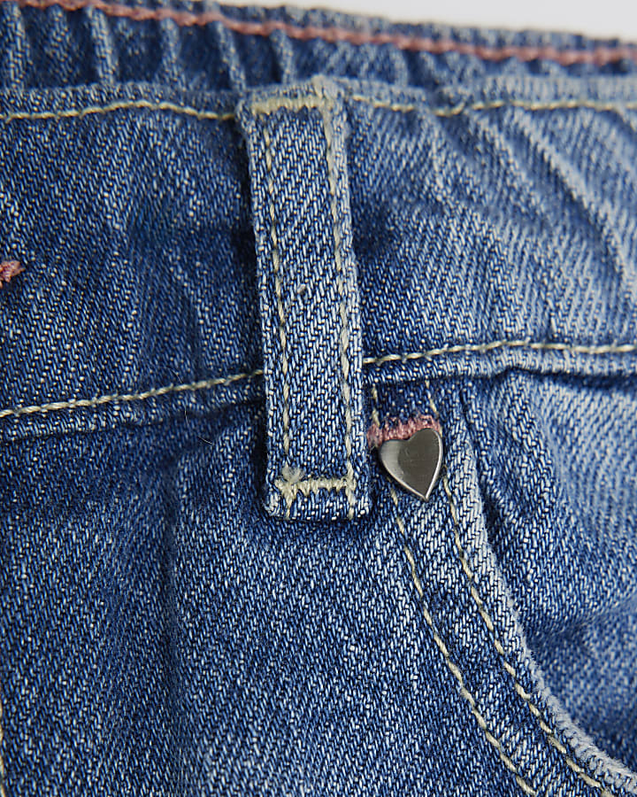Girls Blue Ripped Straight Jeans
