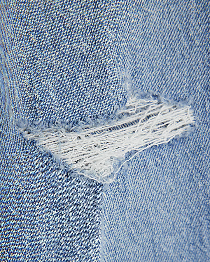 Girls Blue Ripped Straight Jeans