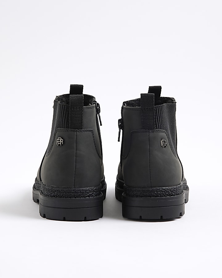 Mini Boys Black Borg Lined Chelsea Boots