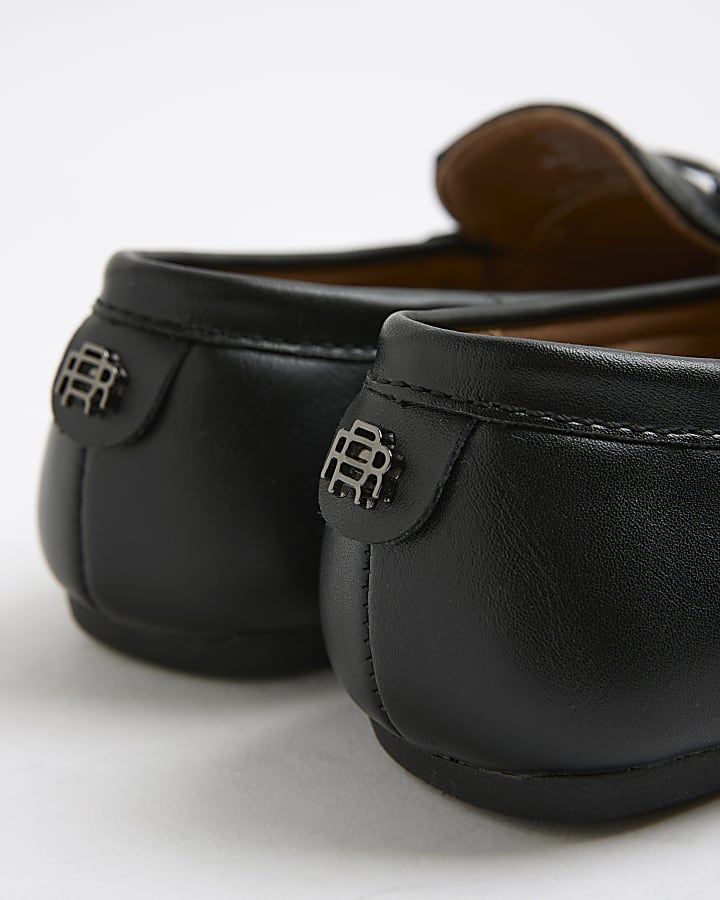 Boys Black Embossed Loafers