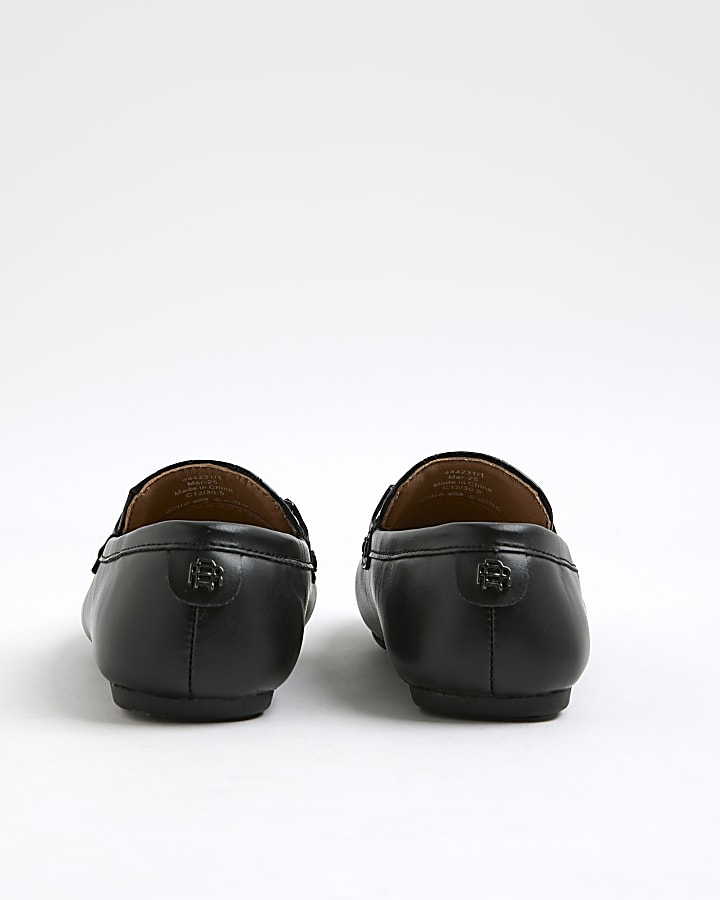 Boys Black Embossed Loafers