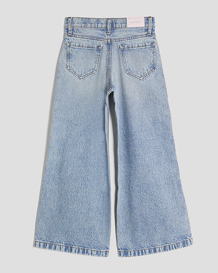 Girls Blue Diamante Monogram jeans