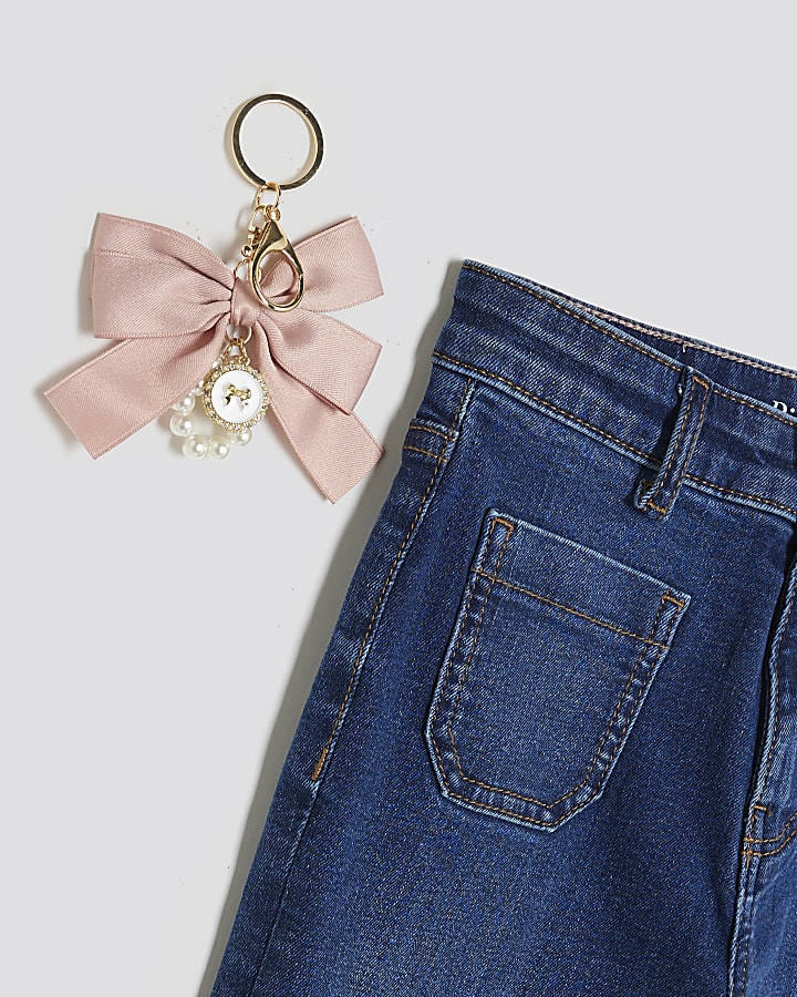 Girls Blue Bow Keyring Flared Jeans