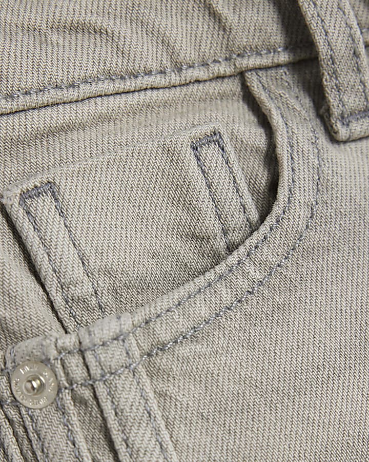 Girls Grey Pull On Wide Leg Jeans