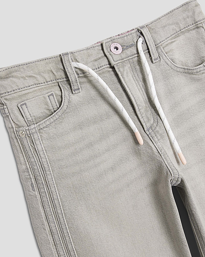 Girls Grey Pull On Wide Leg Jeans