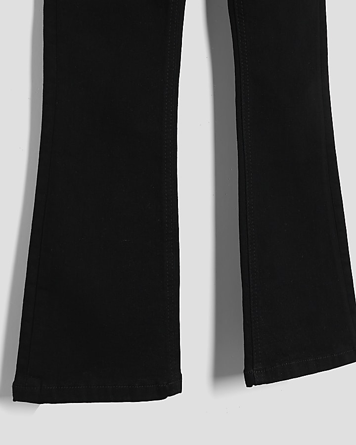 Girls Black Snaffle Flared Jeans