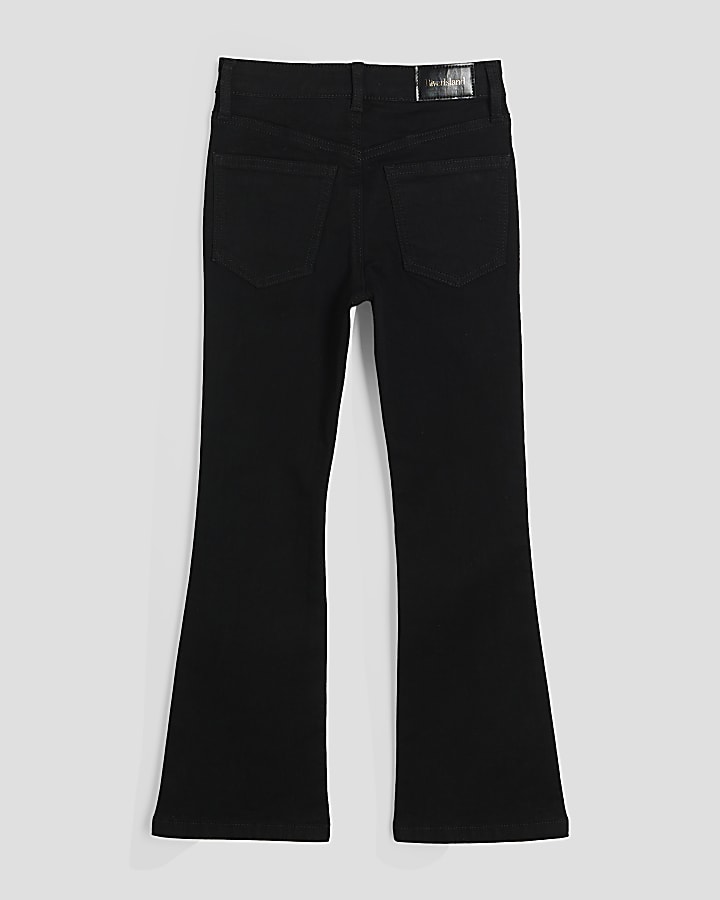 Girls Black Snaffle Flared Jeans