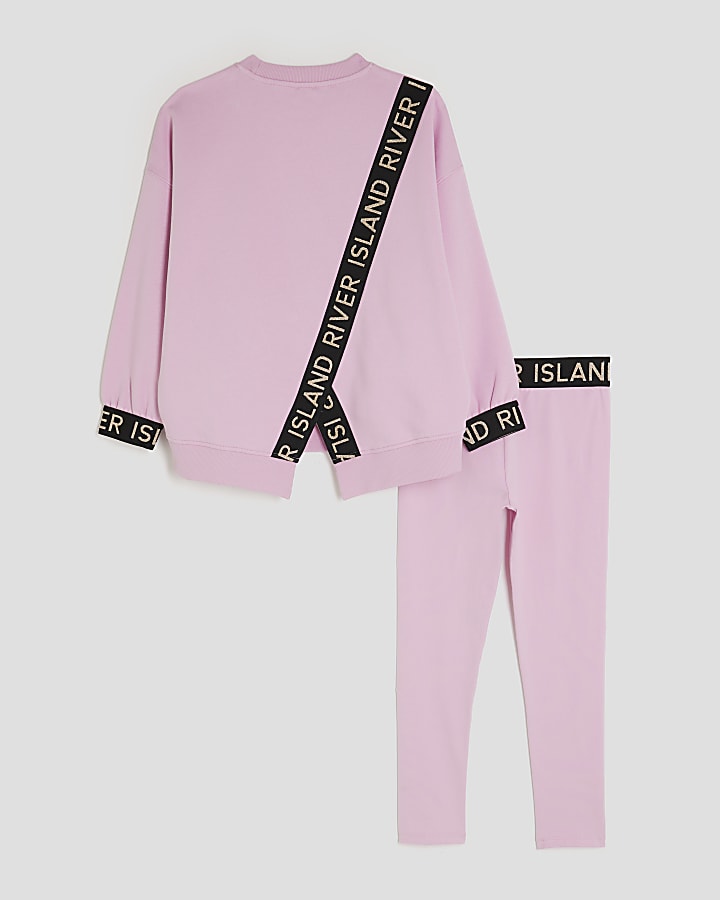 Girls Pink Split Back RI Sweatshirt Set