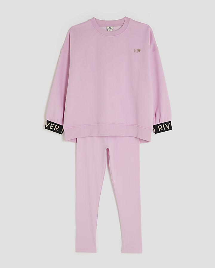 Girls Pink Split Back RI Sweatshirt Set