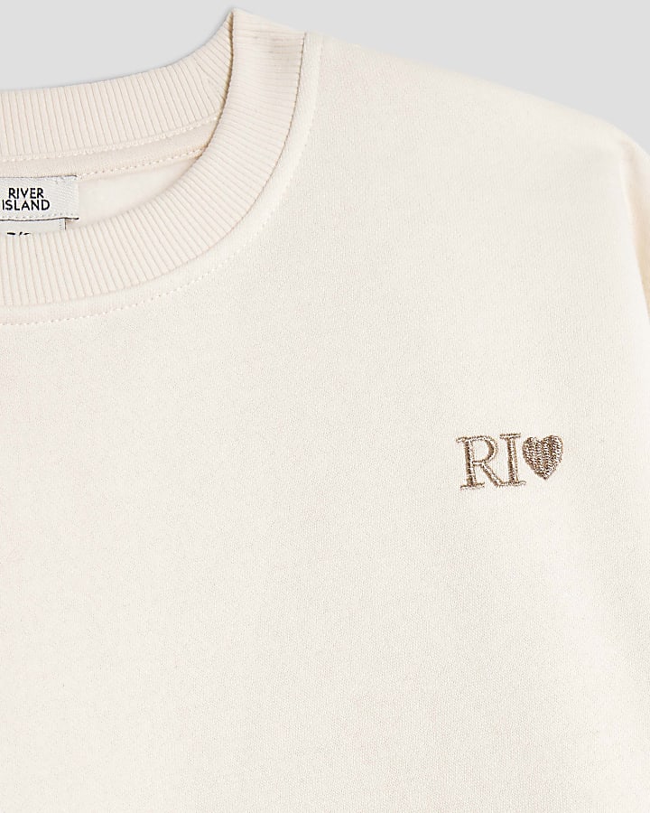 Girls Cream Split Back RI Sweatshirt Set