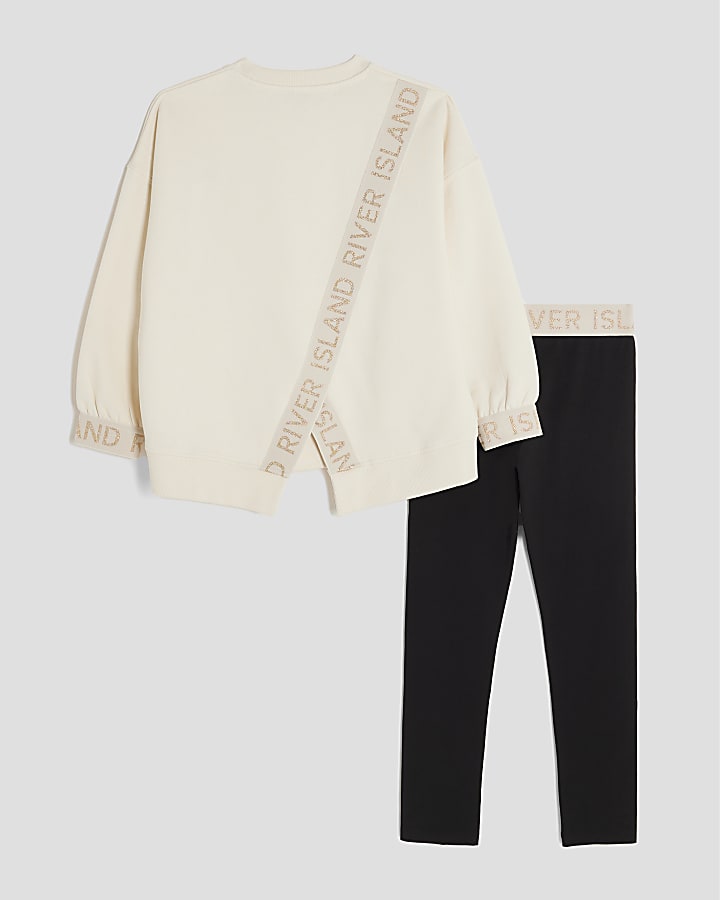 Girls Cream Split Back RI Sweatshirt Set