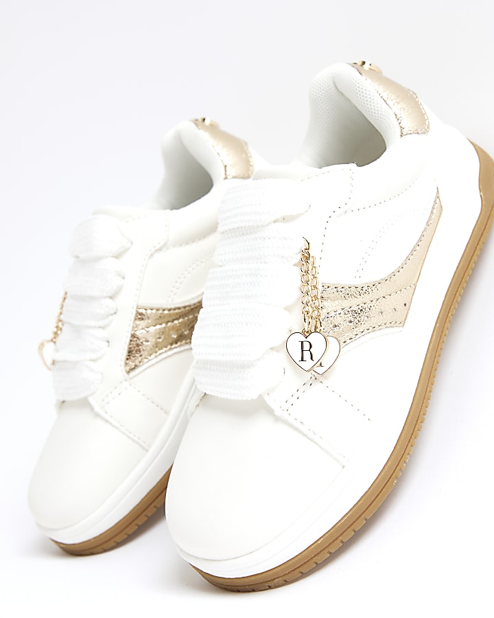 White Heart Charm Trainers