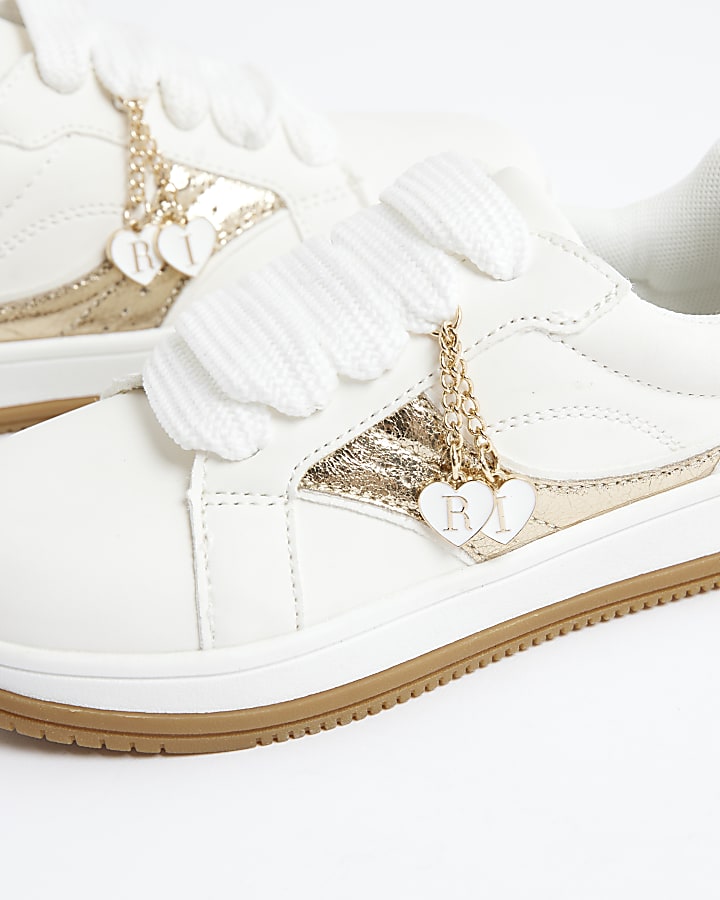 White Heart Charm Trainers
