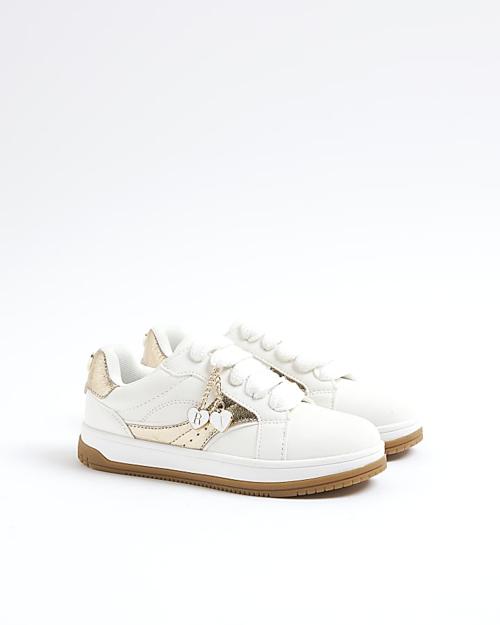 White Heart Charm Trainers