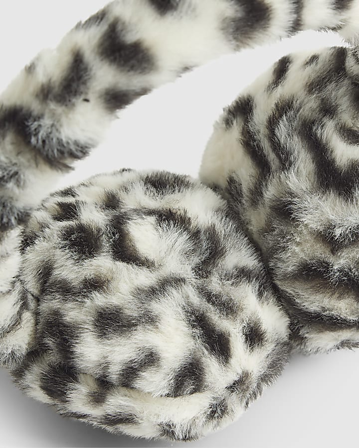Girls White Snow Leopard Earmuffs