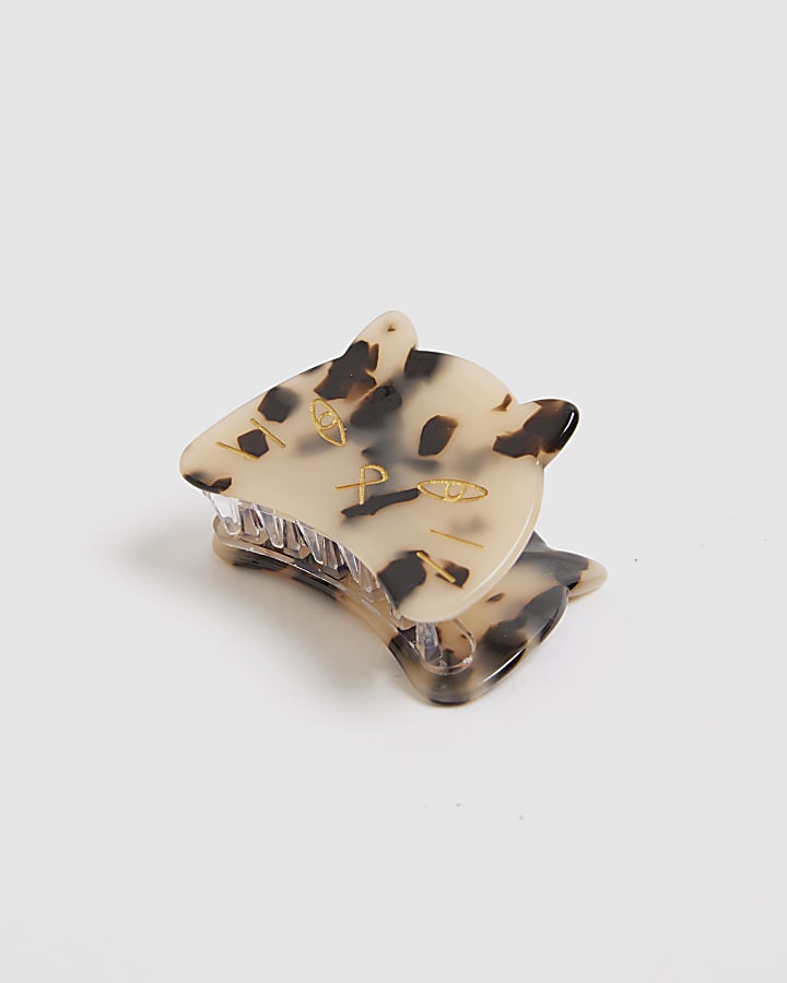 Girls Brown Cat Hair Claw Clip