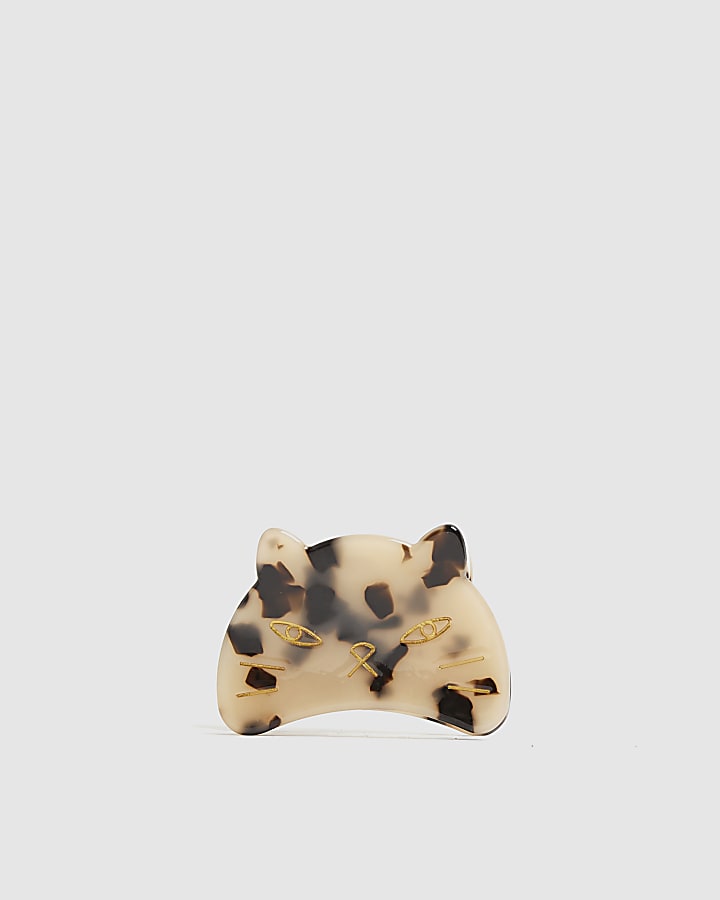 Girls Brown Cat Hair Claw Clip