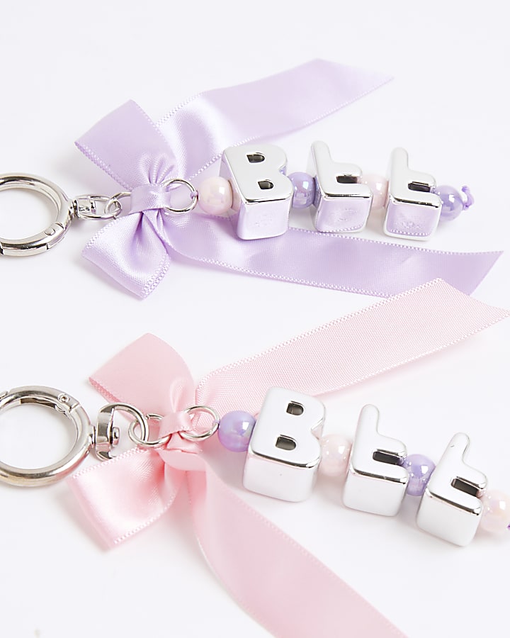 Girls Multi Colour BFF Bow Bag Charms