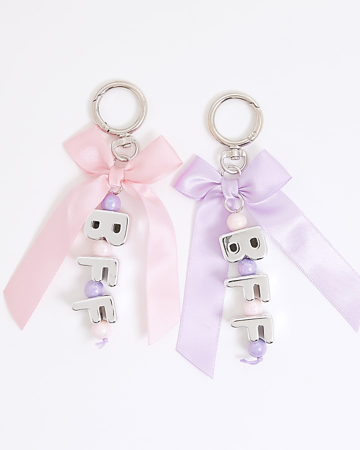Girls Multi Colour BFF Bow Bag Charms