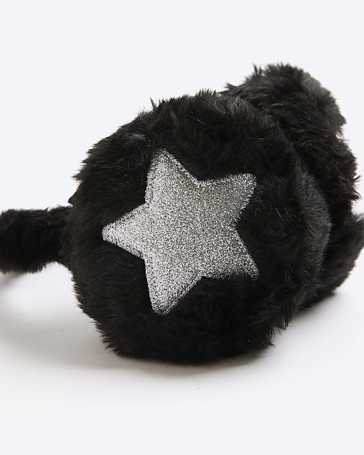 Black Silver Sequin Star Earmuffs