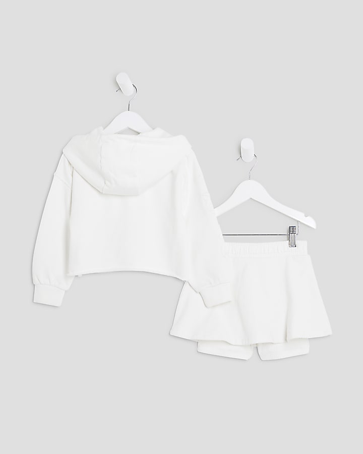 Mini Girls Cream RI Hoodie And Shorts Set