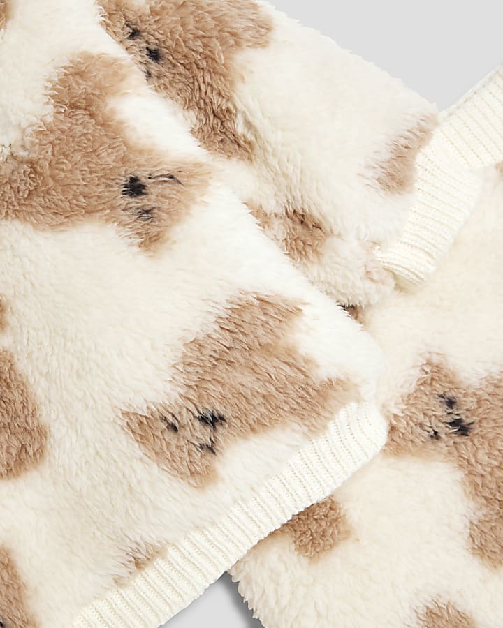 Baby Boys Beige Faux Fur Bear Set