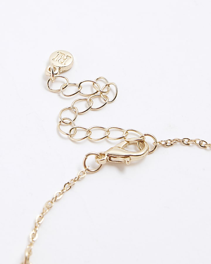Girls Gold White Heart Bracelet