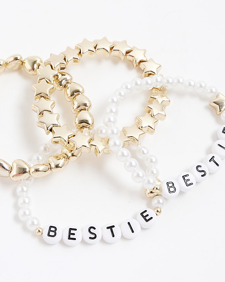 Girls Gold Heart Bestie Bracelet Set