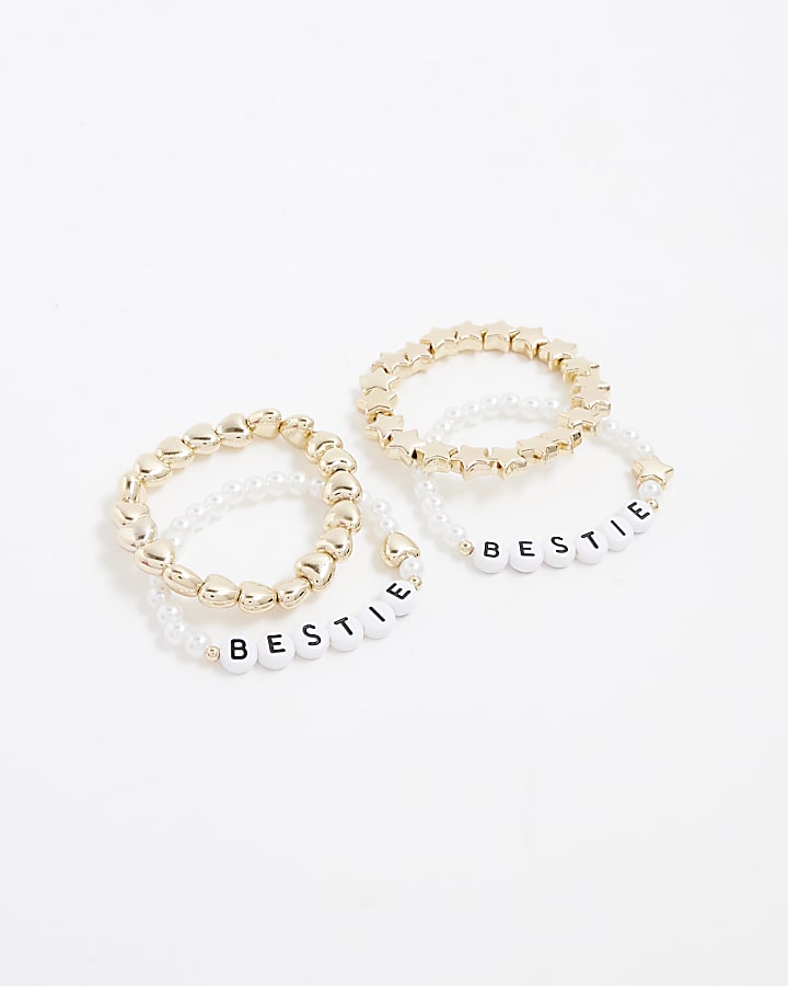 Girls Gold Heart Bestie Bracelet Set